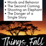 A tree appears at sundown under text that reads: 8 Paired Texts for Teaching Things Fall Apart
