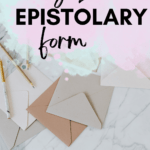 Envelopes appear on a marble surface. This appears under text that reads: How to Teach Epistolary Form in High School ELA