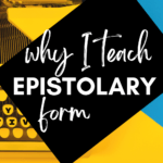 A yellow typewriter appears under text that reads: How to Teach Epistolary Form in High School ELA