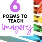 Colored water reflects on a white surface. This appears under text that reads: 6 Powerful Poems for Teaching Imagery in High School ELA