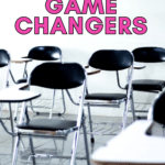 Rows of student desks appear under text that reads: 17 High School English Game Changers You Need
