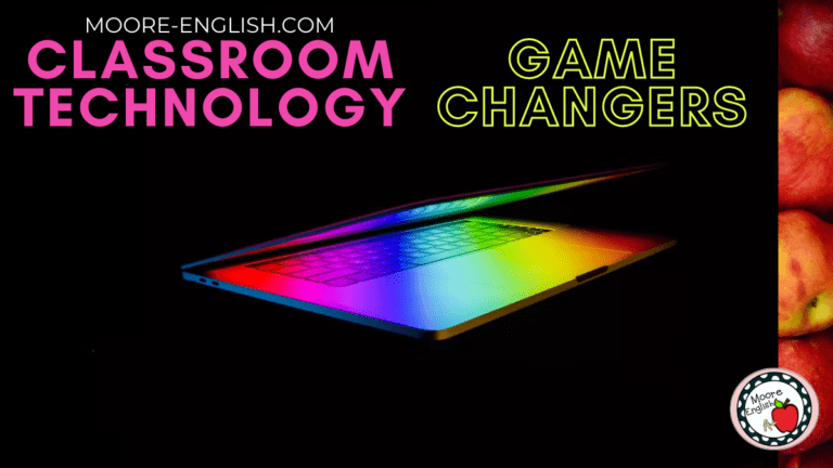 An Apple laptop is bathed in rainbow colors and appears under text that reads: 6 Technology Game Changers for Your Classroom