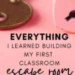 A pink, heart-shaped lock appears next to text that reads: Surprising Lessons from Building My First Escape Room