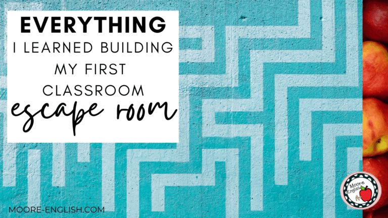 A white maze appears on a blue background. This image appears under text that reads: Surprising Lessons from Building My First Escape Room