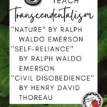 Green leaves appear beside text that reads: 3 Timely Texts for Teaching Transcendentalism