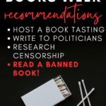 A box of white matches appears under text describing how to celebrate banned books week