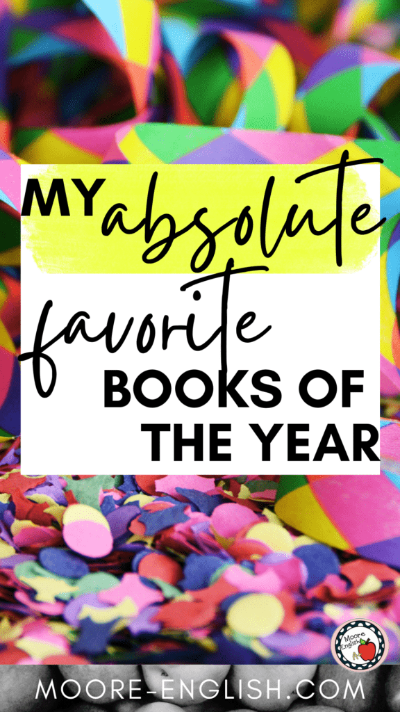 Confetti appears under text that reads: My Absolute Favorite Books of the Year