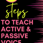 An illustration of sound waves appears under text that reads: 6 Steps to Teach Active and Passive Voice