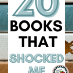 A stack of books appears under text that reads: 20 Books that Surprised Me