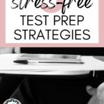 Chairs are lined up in a lecture hall. This image appears under text that reads: 5 Stress-Free Strategies to Prepare for Standardized Testing