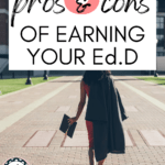 A Black woman in graduation garb appears under text that reads: 3 Pros and Cons Of Pursuing an Ed.D