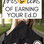 A blonde woman in black graduation garb appears under text that reads: 3 Pros and Cons Of Pursuing an Ed.D