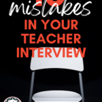 A white plastic chair sits under a spotlight on an otherwise dark stage. This appears under text that reads: 10 Things You're Doing Wrong in Your Teacher Interview