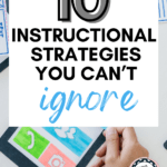 A desk flatlay appears under text that reads: 10 Effective Instructional Strategies You Can't Ignore in ELA