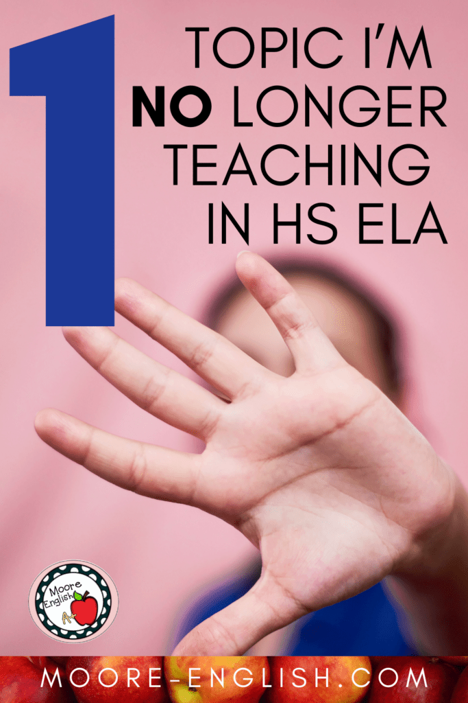 A person making a "stop" or "no" gesture appears under text that reads: Professionalism: 1 Topic I'm No Longer Teaching in HS ELA