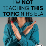 A person making a "stop" or "no" gesture appears under text that reads: Professionalism: 1 Topic I'm No Longer Teaching in HS ELA