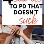 An image of a professional giving a presentation appears under text that reads: Leading Professional Development: 4 Secrets to Make it Rock