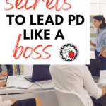 An image of a professional giving a presentation appears under text that reads: Leading Professional Development: 4 Secrets to Make it Rock