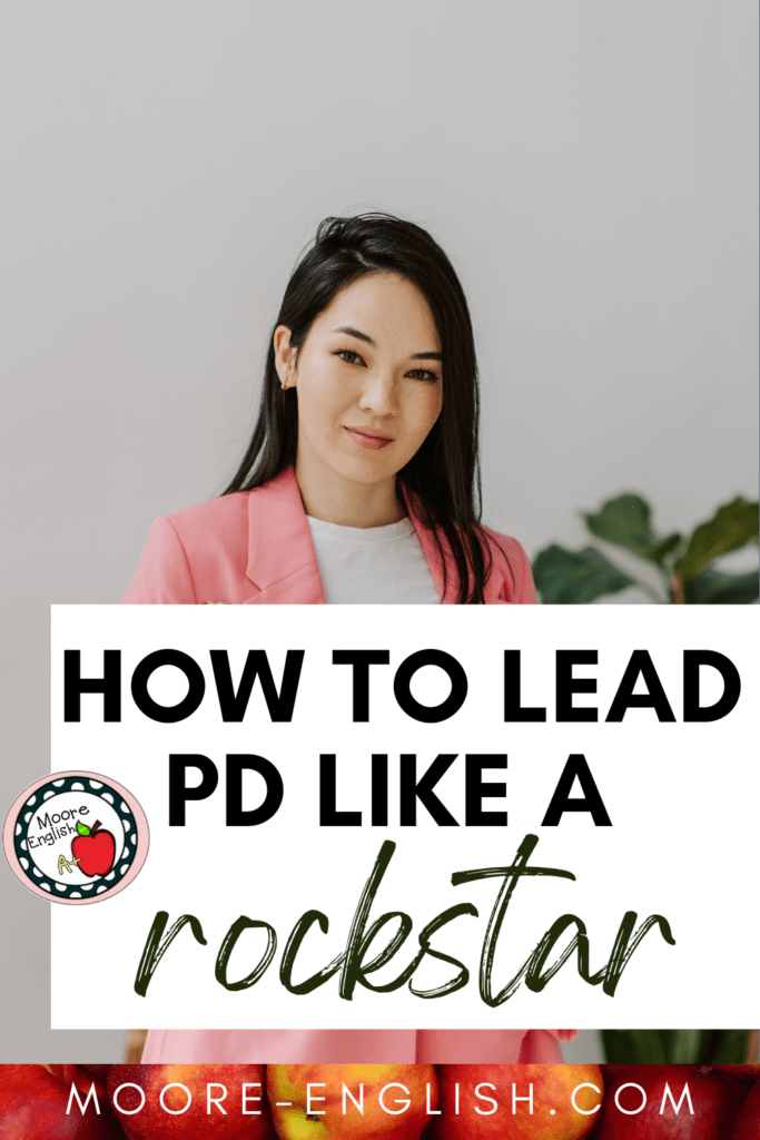 An image of a professional giving a presentation appears under text that reads: Leading Professional Development: 4 Secrets to Make it Rock