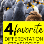 An image of mature penguins (save one juvenile) appears under text that reads: My 4 Favorite Differentiation Strategies for High School