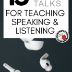 An image of headphones appears under text that reads: 15 TED Talks for Teaching Speaking and Listening Skills