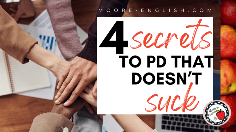 An image of a professional giving a presentation appears under text that reads: Leading Professional Development: 4 Secrets to Make it Rock