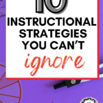 A desk flatlay appears under text that reads: 10 Effective Instructional Strategies You Can't Ignore in ELA