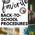 A teal coffee cup full of gel pens appears under text that reads: 8 Must-Have Back-to-School Procedures for a Successful Class