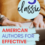 A person in a mustard-yellow sweater types on a Macbook. This image appears below text that reads: 5 Classic American Authors for Effective ELA Teachers