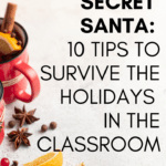 Christmas cider appears under text that reads: Why I Skip Secret Santa: 10 Tips for Holidays at School