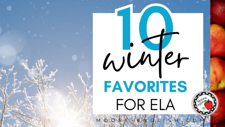 A winter landscape appears under text that reads: 10 Winter Classroom Favorites for English Language Arts