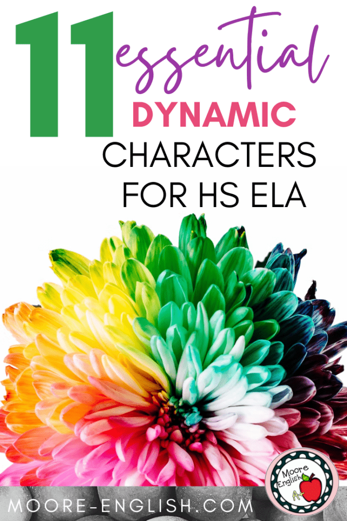 A multicolored flower appears under text that reads: 11 Dynamic Characters to Strengthen Your English Class