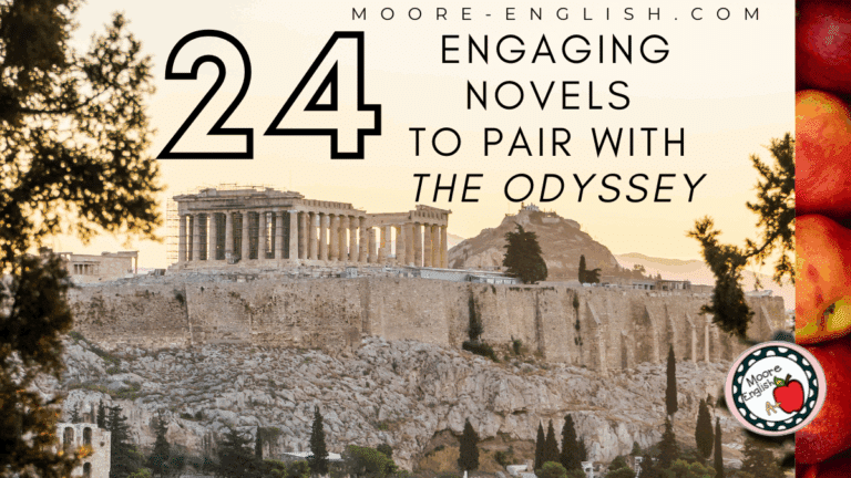Photo of Greek ruins appears under text that says: 24 Exciting Novel Pairings for The Odyssey