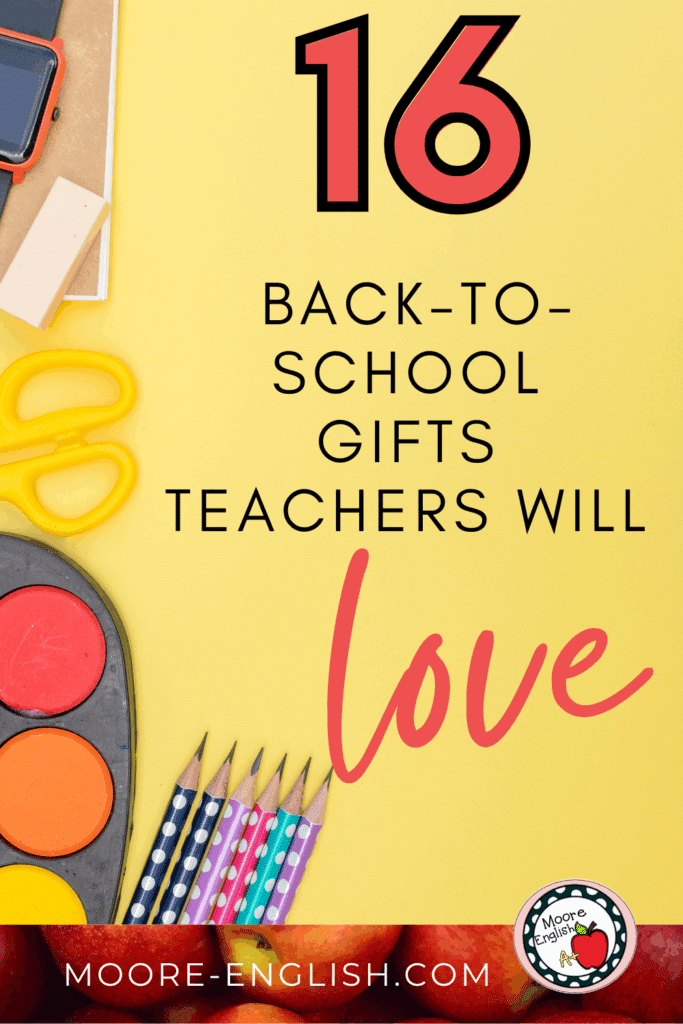 School supplies on a yellow surface appear under text that reads: 16 Back-to-School Gifts Teachers Will LOVE