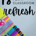 Various school supplies appear on a flatlay under text that reads: 18 Essentials for a Successful Classroom Refresh: Back-to-School Edition