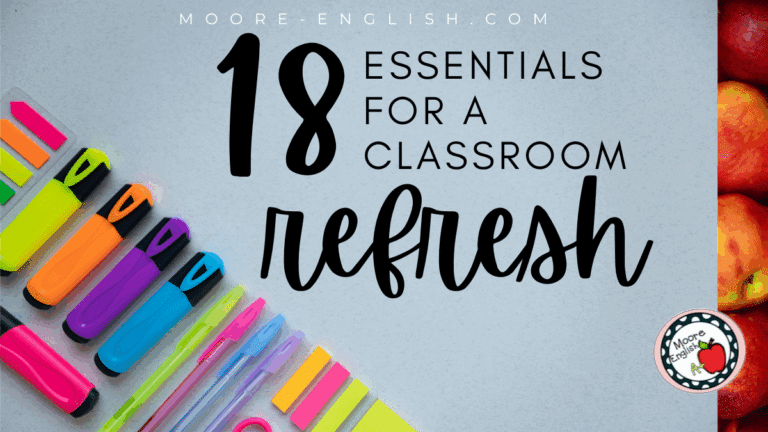 Various school supplies appear on a flatlay under text that reads: 18 Essentials for a Successful Classroom Refresh: Back-to-School Edition
