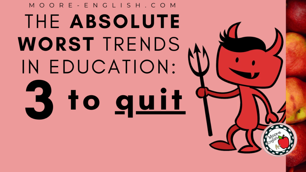 Current image: An illustration of a cartoon devil appears next to text that reads: Absolute Worst Trends in Education: 3 Trends to Quit