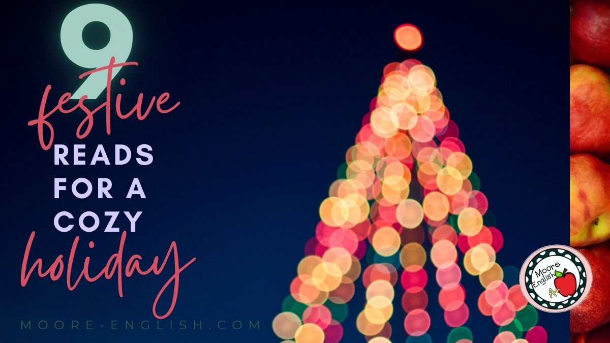 Christmas lights appear under text that reads: 9 Festive Holiday Reads for a Cozy Christmas by the Fire