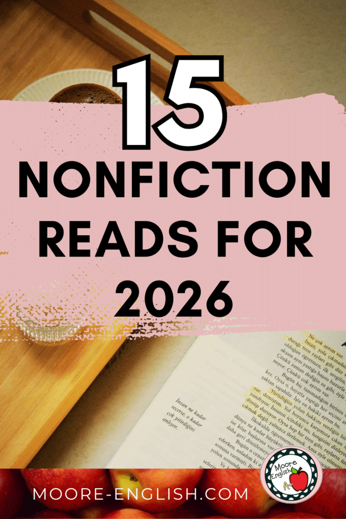 A woman drinks coffee and reads a book. This image appears under text that reads: 15 Nonfiction Books to Read in 2026: Finding My New Favorite