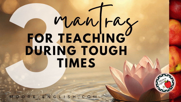 A pink lotus floats on calm water. This image appears under text that reads: 3 Memorable Teacher Mantras to Live by in Tough Times