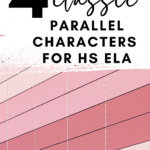 Pink parallel lines appear under text that reads: My 4 Favorite, Essential Parallel Characters for HS ELA