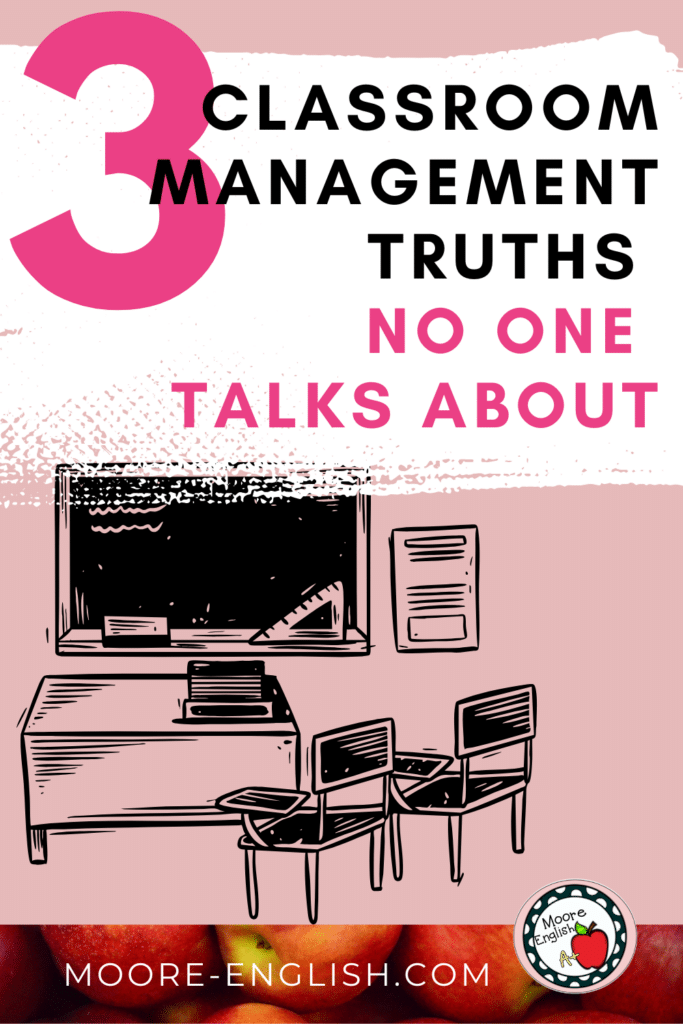 An illustration of a teacher and classroom appears under text that reads: 3 Classroom Management Truths No One Talks About