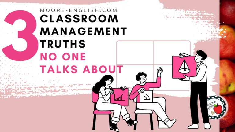 An illustration of a teacher and classroom appears under text that reads: 3 Classroom Management Truths No One Talks About