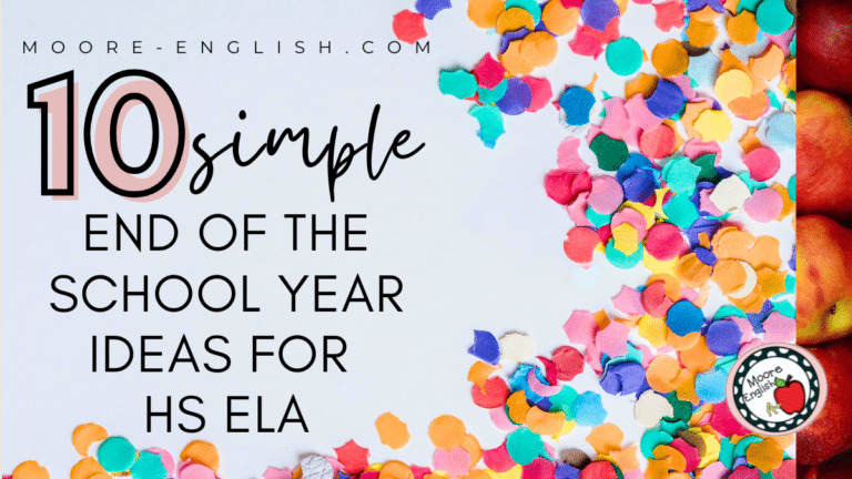 Paper confetti appears on a blue background under text that reads: Celebrate the End of the School Year with these 10 Simple Ideas
