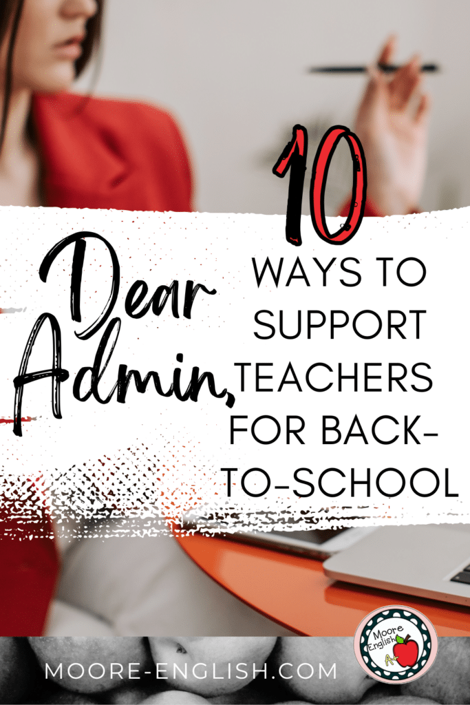 Professional woman in red blazer appears behind text that reads: Dear Administrator, 10 Simple Ways to Destress Back-to-School