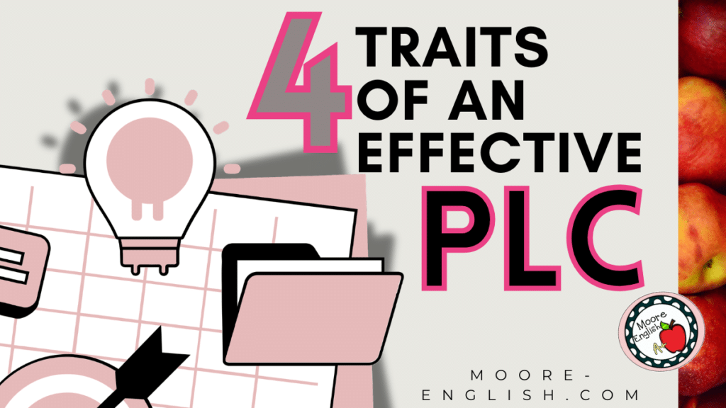 Current image: A pink and gray illustration of file folders, a light bulb, and graph paper appears under text that reads: Your PLC Needs These 4 Things to Succeed